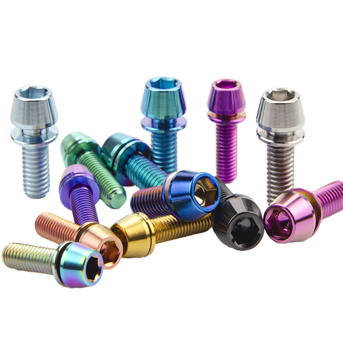 M5 M6 Class 10 UNC Thread Anodized Taper Head Colorful Titanium Bolt Screw Washer for Bicycle Water Bottle Cage