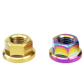 Factory Custom Grade 5 Zinc Plated Polished Titanium Hex Flange Nuts M5 M10x1.25 for Motorcycle DIN6923