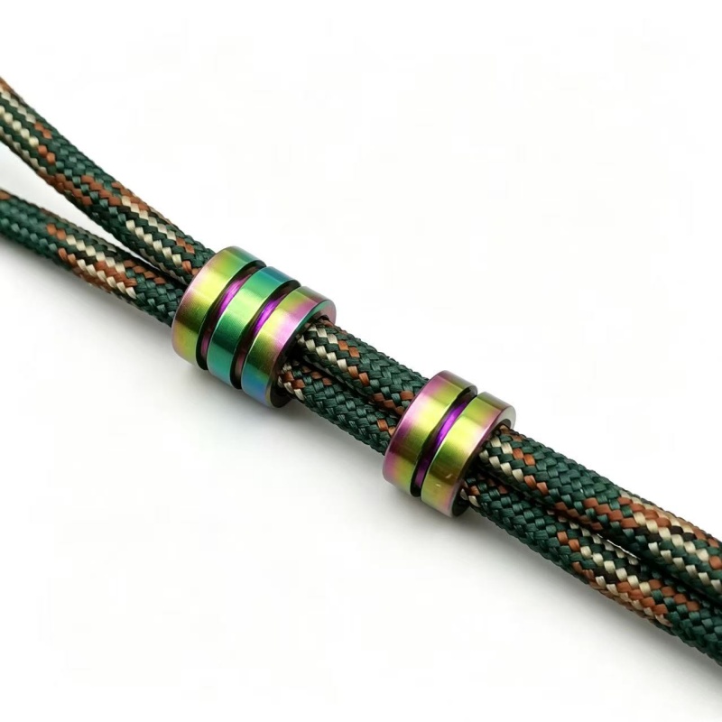 Factory Custom Colorful Titanium Paracord Beads EDC Lanyard 6mm Hole