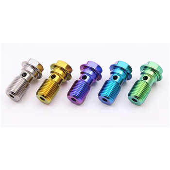 Customized M10 1.0 1.25 19mm Titanium Alloy Hex Flange Head Banjo Bolts