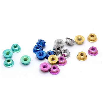 CNC Polished Lightweight GR5 M4 Hex RC Wheel Titanium Low Profile Serrated Large Flange Lock Nut