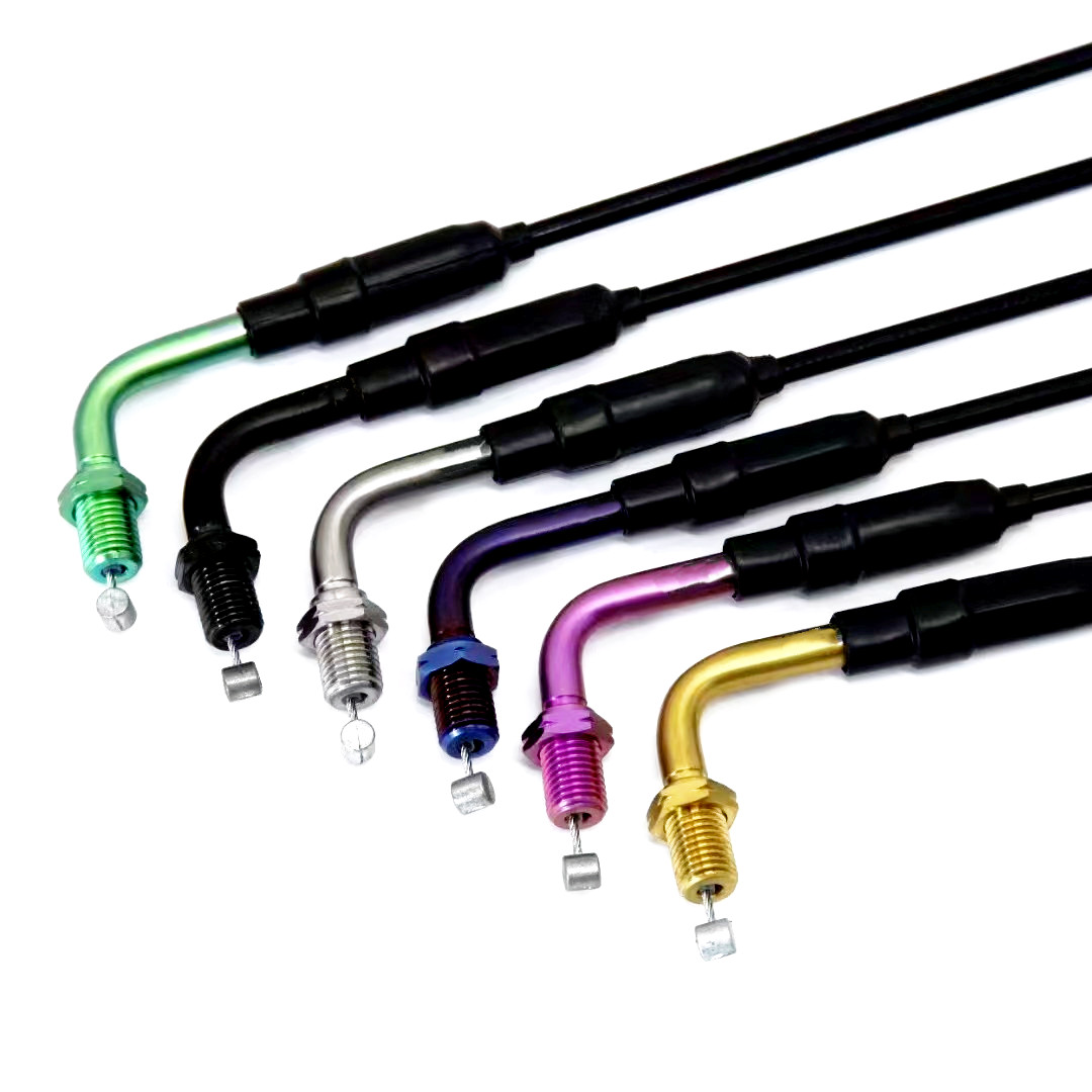 Custom CNC Gr5 Titanium Motorcycle Throttle Line Colorful Cable Fittings