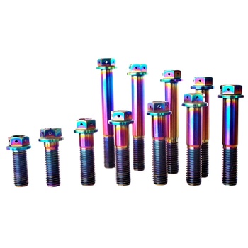 Colorful M4 M5 M6 M8 M10 Titanium Alloy Hex Flange Bolt Baut Modified Drilled
