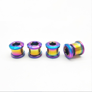 Wholesale Gr5 Oil Slick Black Gold Universal Bmx MTB Bike Bicycle Titanium Crank Set Lock Chain Ring Bolts Nuts
